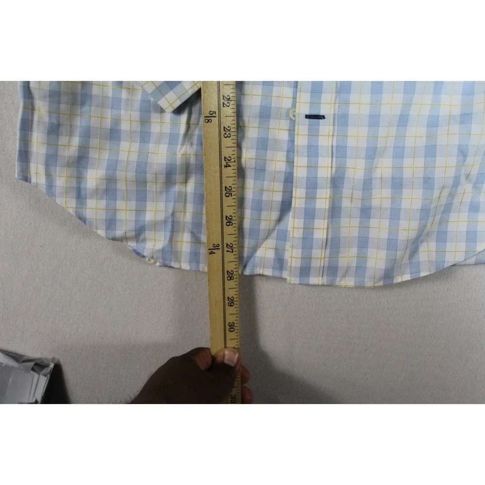 Banana Republic Button Down Mens Small Blue Good Plaid Long Sleeve Non-Iron